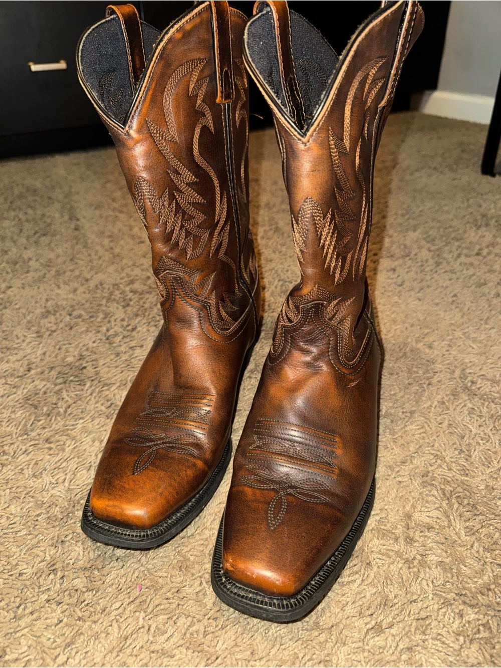 Laredo Men's Brown Leather Western Cowboy Boots - Classic Stitch Detail